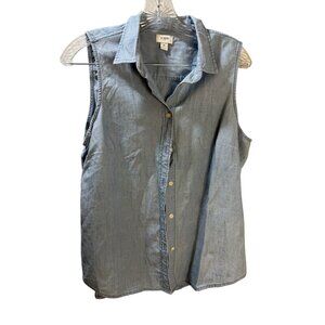 J.Crew Womens Chambray Sleeveless Button-Down Shirt Medium